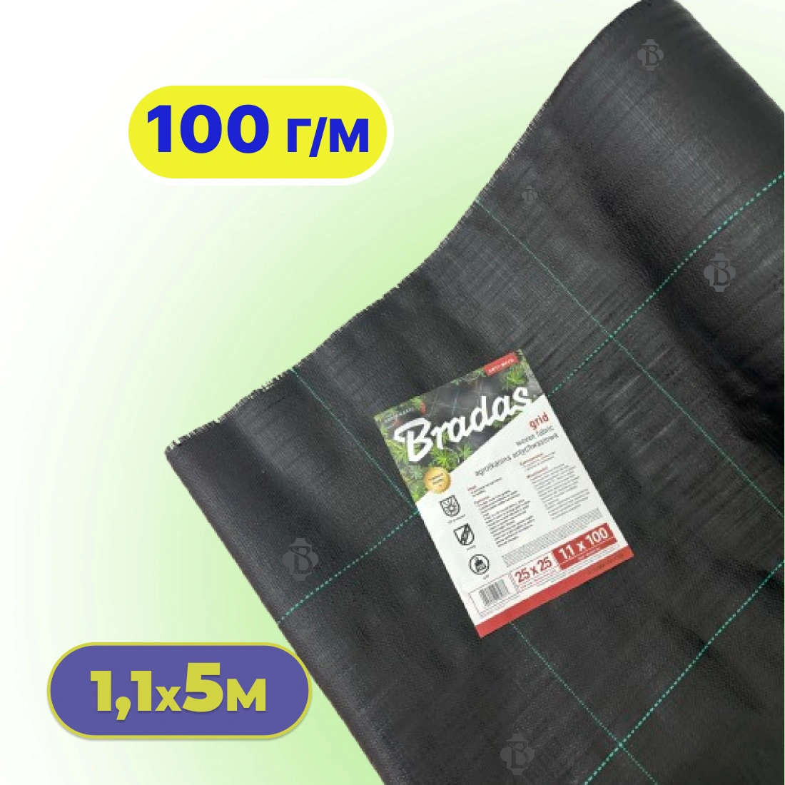 Агротканина Bradas 1,1×5 м 100 г/м² чорна
