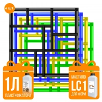 Mould for Garden path slabs Brook 4 pcs + lubricant LC1 for moulds + Softener for concrete 1l, Veres-2007